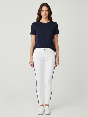 Parker Smith White Jeans with navy/orange trim. 28 skinny perfect condition.